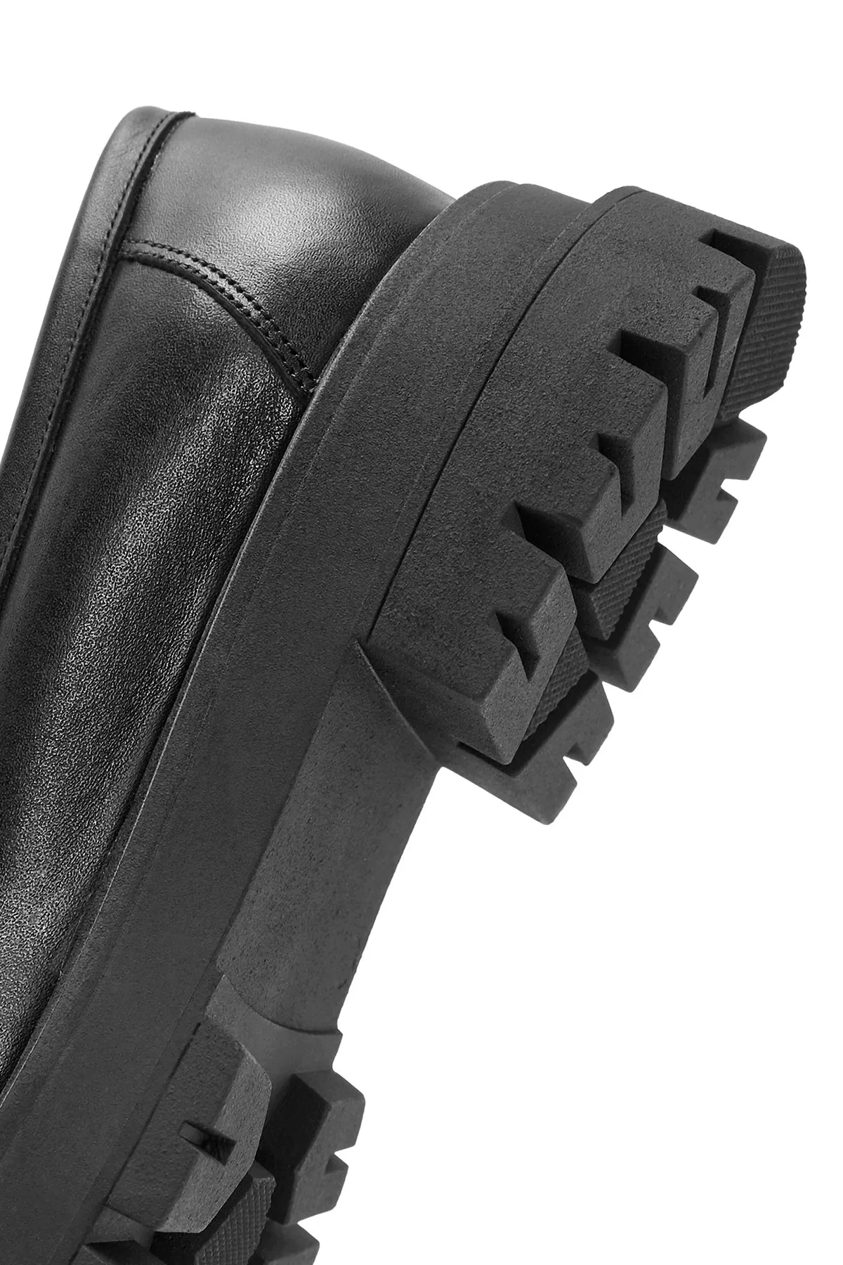 Kadın Siyah Toka Detaylı Deri Maskülen Loafer