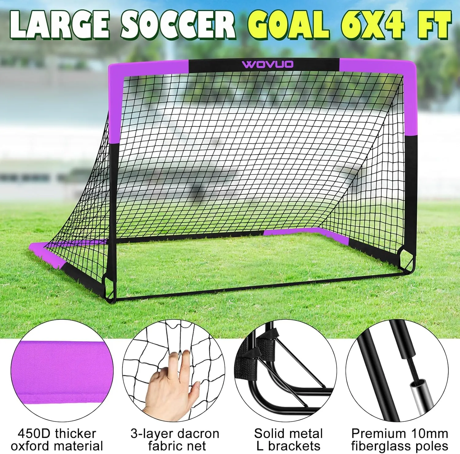 Kids Soccer Goals for Backyard Set of 2, 6x4 ft Portable Toddler Soccer Goal Training Equipment with Soccer Target, Ball, Cones, Soccer Net for Kids Age 3-5 6-8 8-12 10-12-14 Outdoor Sports Games Gift