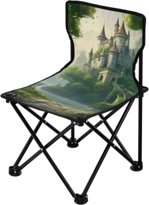 Kigai Folding Camping Chair Heavy Duty Chair Ultralight Compact Portable Beach Chair for Outdoor Camp, Hiking, Travel, Beach, Sporting Event and Picnic, Castle in Forest