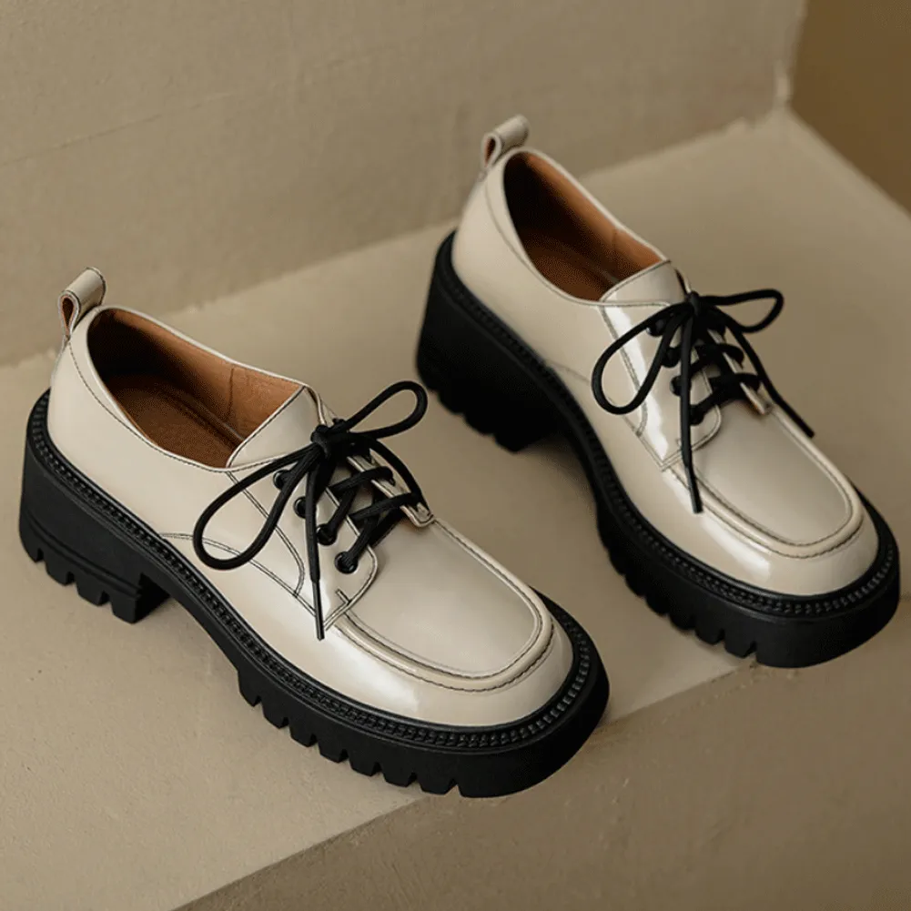 LACE UP CHUNKY PLATFORM OXFORD SHOES