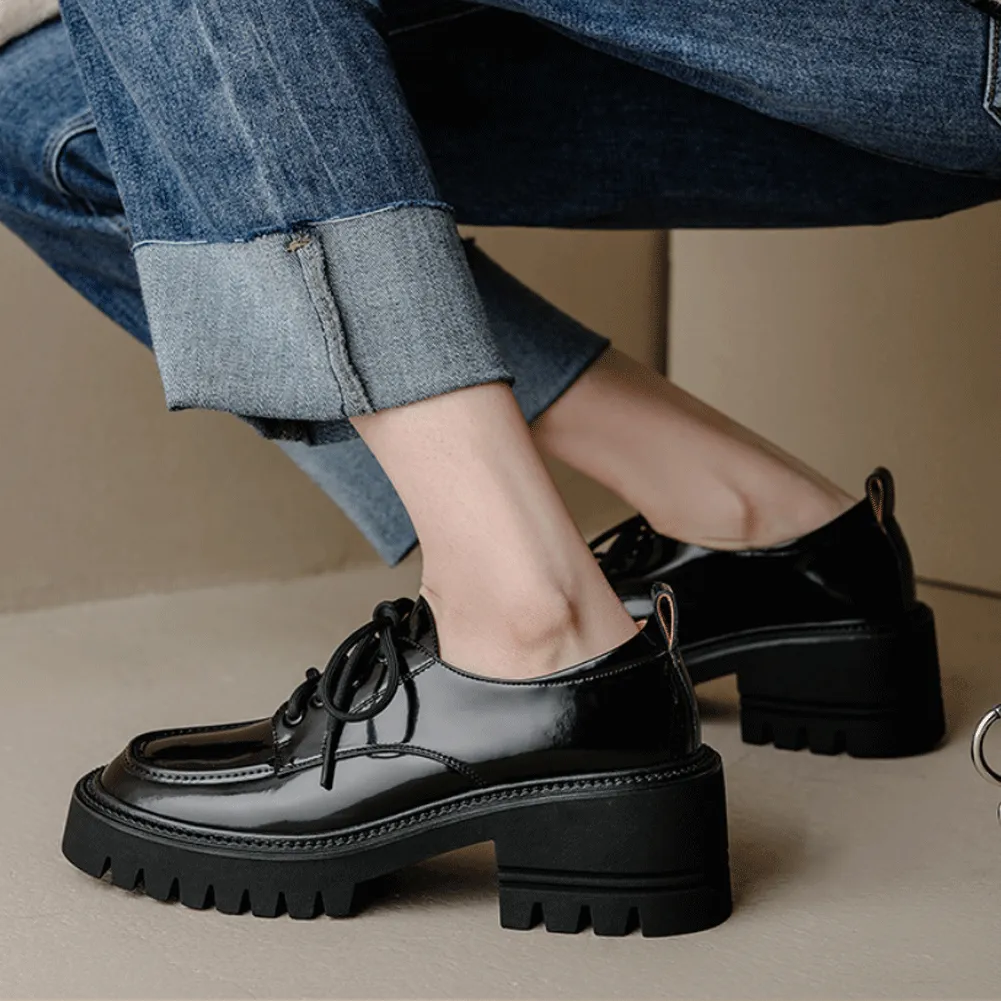 LACE UP CHUNKY PLATFORM OXFORD SHOES
