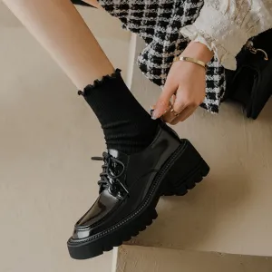 LACE UP CHUNKY PLATFORM OXFORD SHOES