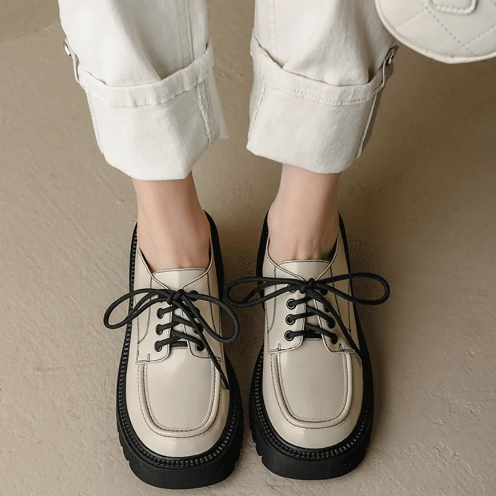 LACE UP CHUNKY PLATFORM OXFORD SHOES