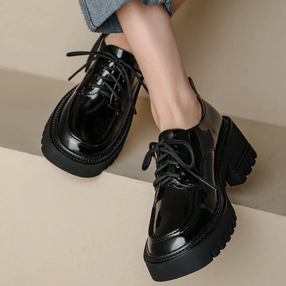 LACE UP CHUNKY PLATFORM OXFORD SHOES