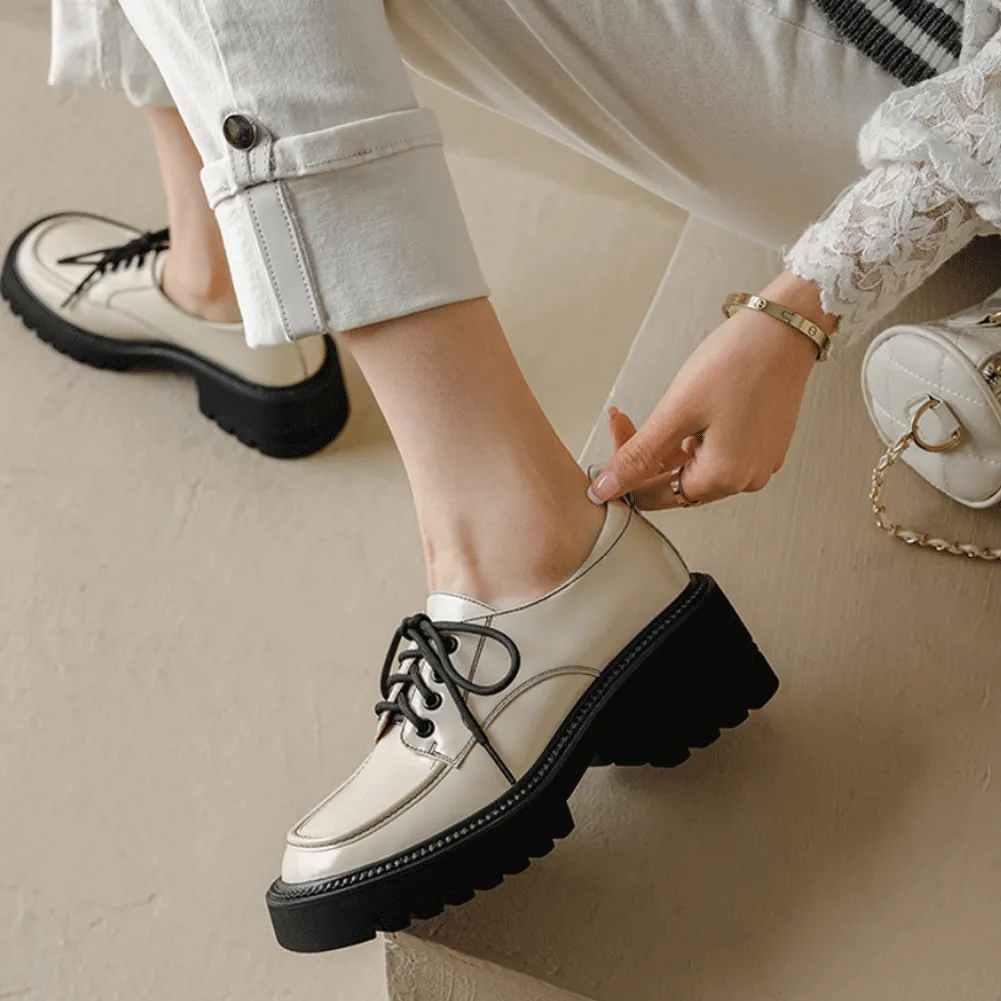 LACE UP CHUNKY PLATFORM OXFORD SHOES