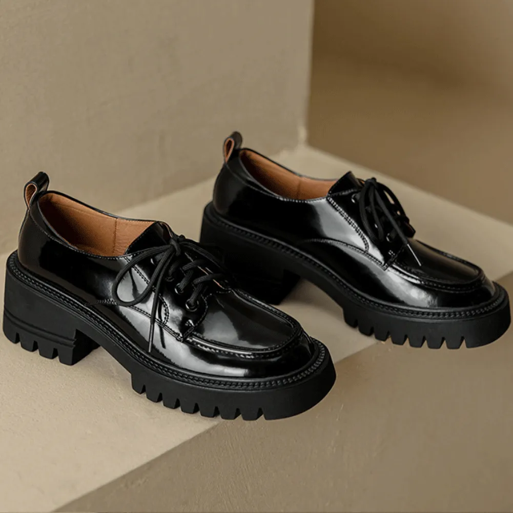 LACE UP CHUNKY PLATFORM OXFORD SHOES
