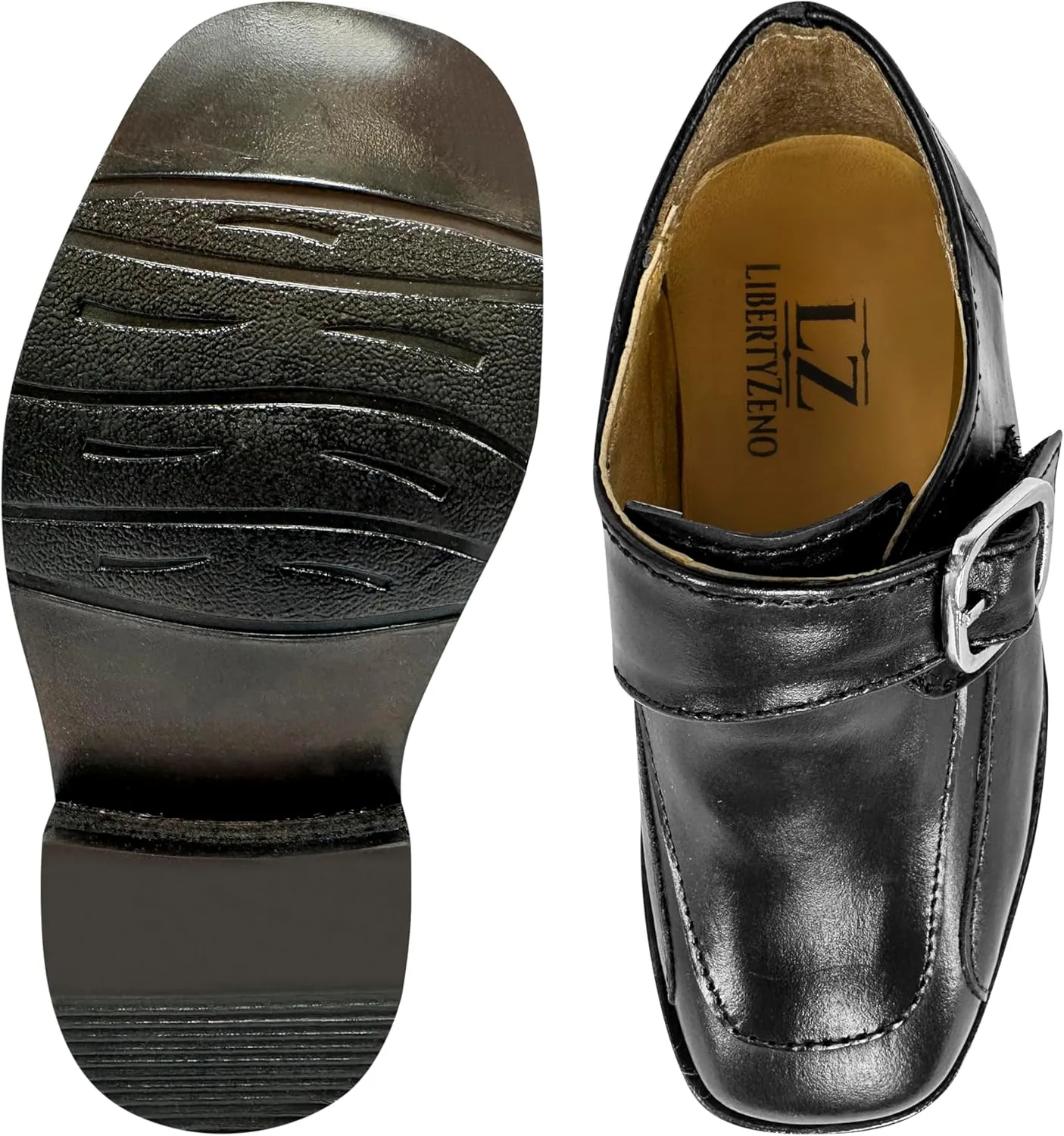 LIBERTYZENO Boys Animal Print Genuine Leather Kids Lace Up Oxford Dress Shoes for Prom Graduation