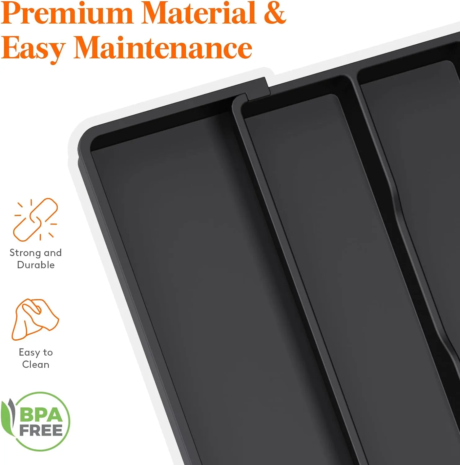 Lifewit Utensil Organizer for Kitchen Drawers, Expandable Cooking Utensil Tray, Adjustable Cutlery Silverware Flatware Holder, Plastic Kitchen Spatula Tools and Gadgets Storage Divider, 2 Pack, Black