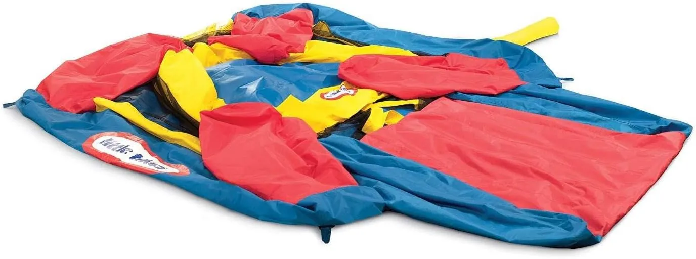 Little Tikes Jump 'n Slide Bouncer with Arched Canopy Overhead Cover, Plus Heavy Duty Blower, Stakes, Repair Patches, and Storage Bag |3-Kid Capacity, Ages 3-8 Years