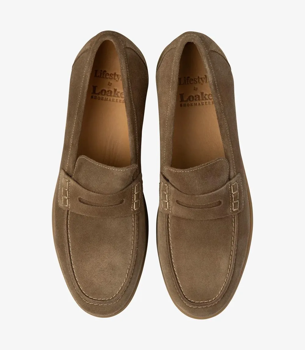 LOAKE LUCCA FLINT SUEDE LOAFER RUBBER SOLE F-MEDIUM