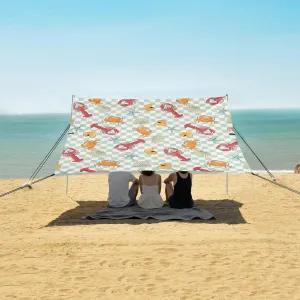 Lobster Sea Shell Ocean Marine Beach Camping Tent Sun Shelter for Whole Family, Summer Beach Shade Canopy with UPF50  UV Protection,Easy Set Up and Carry,Outdoor Shade for Trips, Fishing, Backya