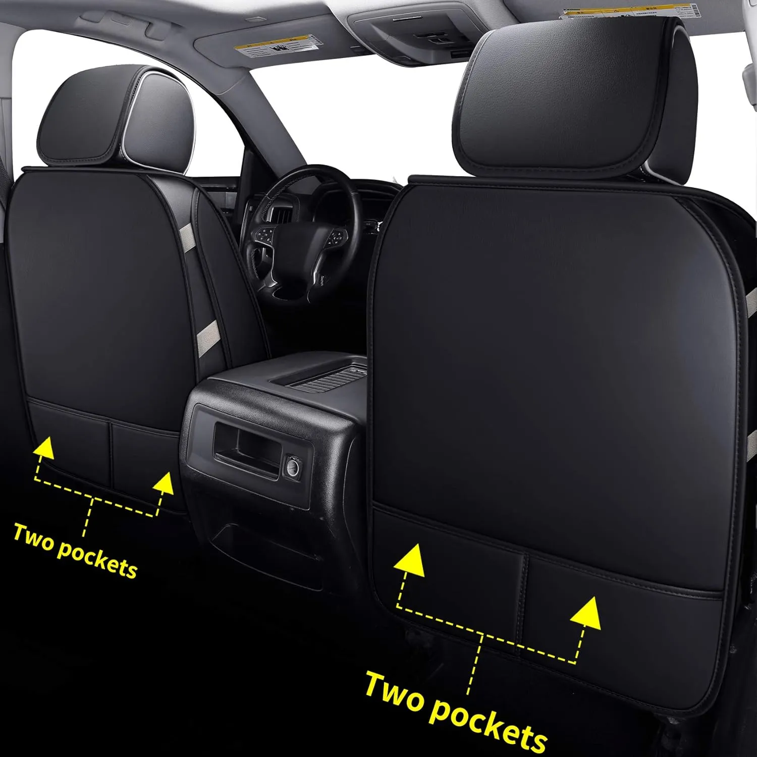 LUCKYMAN CLUB 2 Front Silverado Seat Covers Fit for 2007-2025 Sierra Chevy Silverado 1500 2500 3500 with Water Proof Faux Leather (Black & Red 2 PCS)