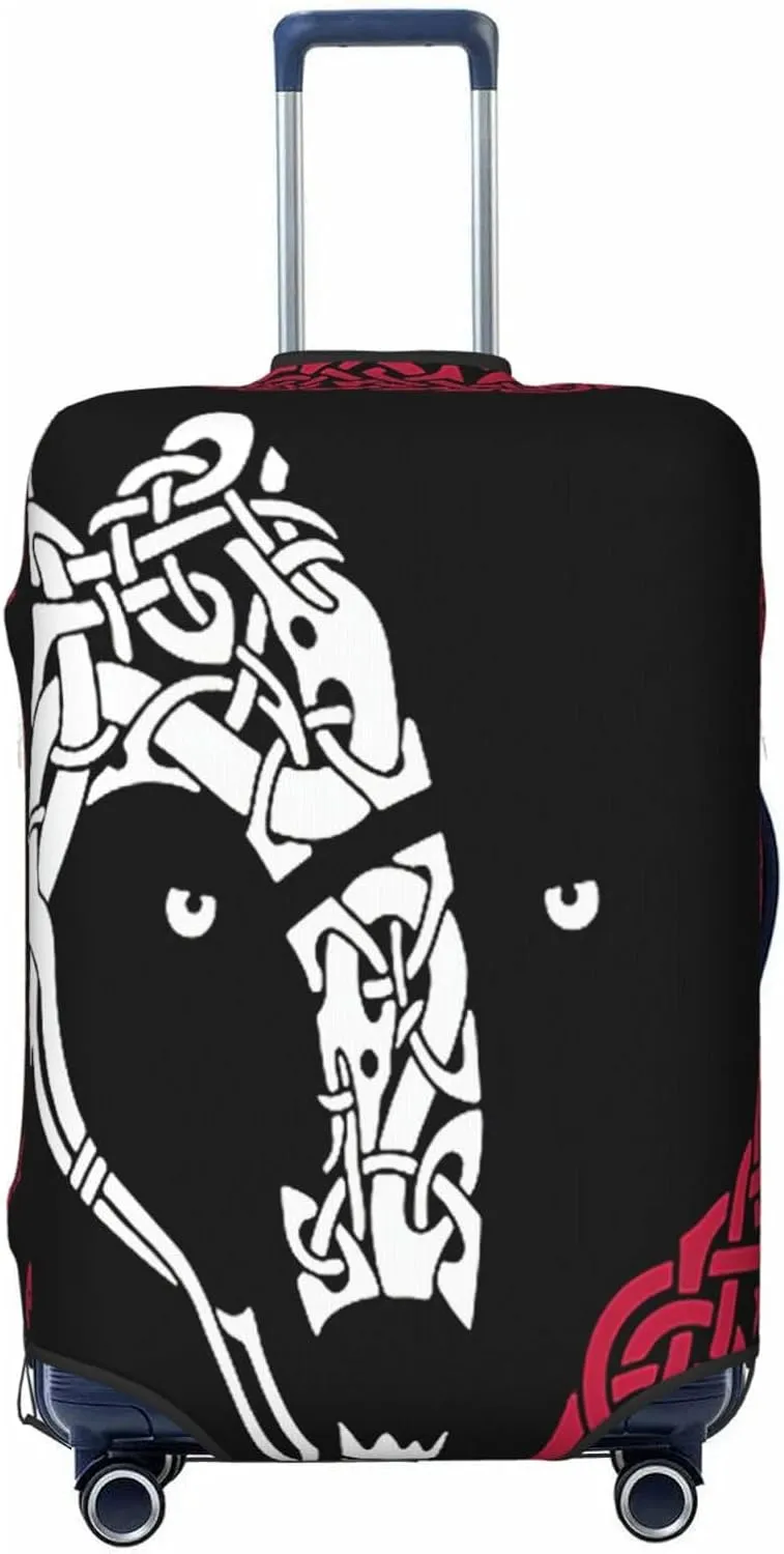 Luggage Cover For Travel Old Norse Mythology Vikings Rune Odin Bear– High Elasticity Ideal For Travel 20-28 Inch.