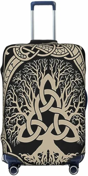 Luggage Cover For Travel Old Vikings Norse Mythology Yggdrasil Tree Of Life–dustproof Ideal For Travel 20-28 Inch.