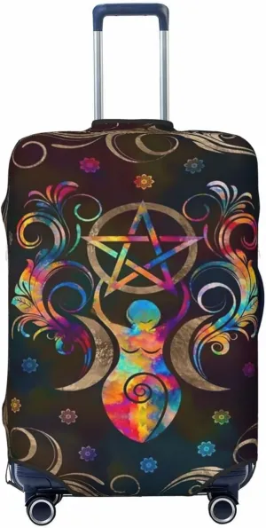Luggage Cover For Travel Triple Moon Goddess Pentagram– High Elasticity Ideal For Travel 20-28 Inch.