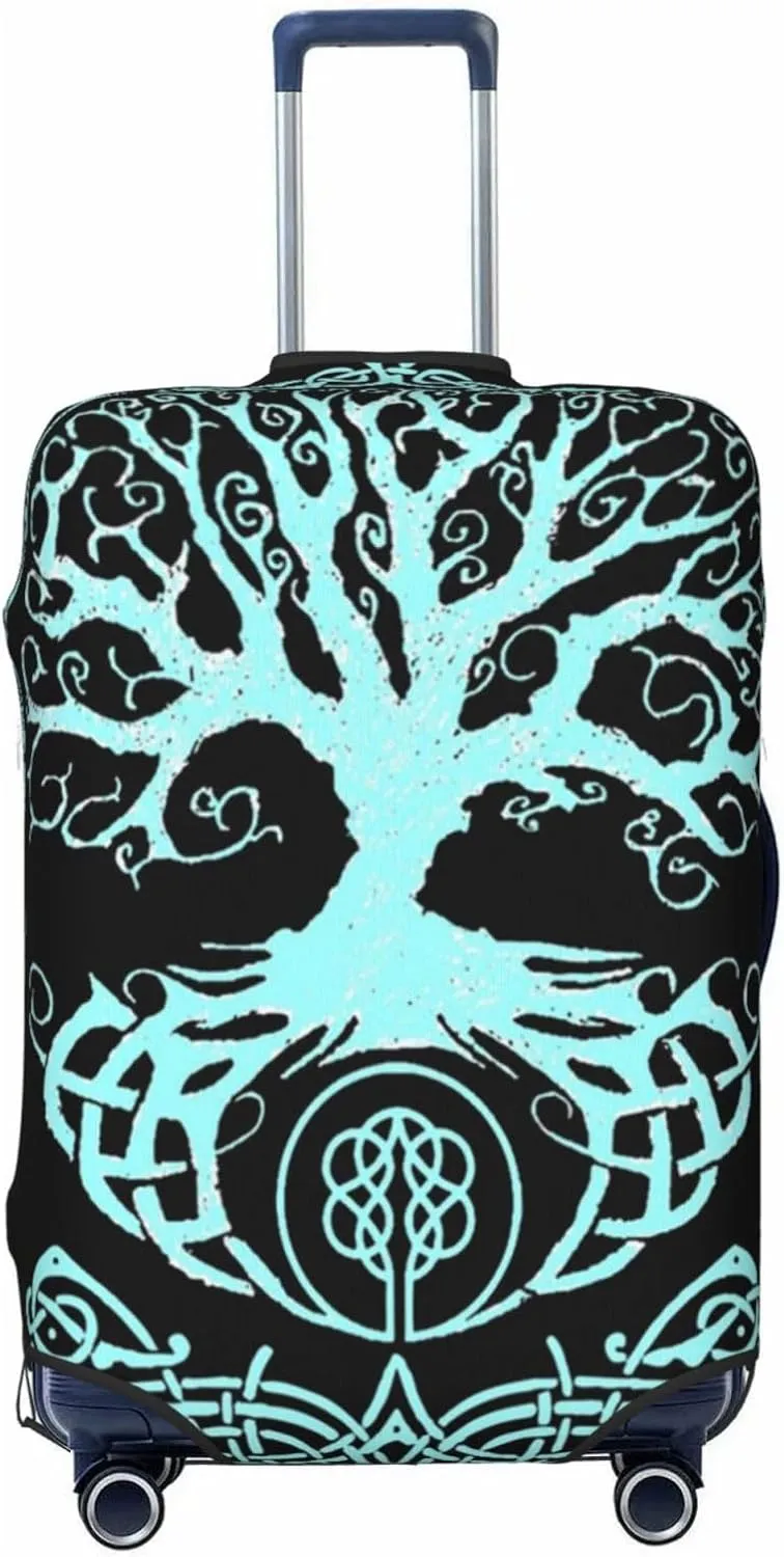 Luggage Cover For Travel Vikings Norse Mythology Yggdrasil Tree Of Life– Scratch-Resistant Business Trips 20-28 Inch.
