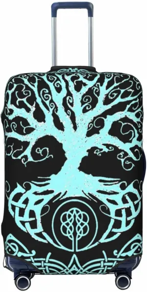 Luggage Cover For Travel Vikings Norse Mythology Yggdrasil Tree Of Life– Scratch-Resistant Business Trips 20-28 Inch.