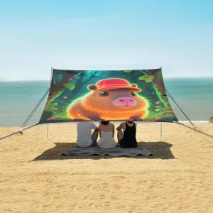 Luminous Forest Capybara Beach Camping Tent Sun Shelter for Whole Family, Beach Shade Canopy with UPF50  UV Protection,Easy Set Up and Carry,Outdoor Shade for Trips, Fishing, Backyard Fun Picni