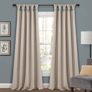 Lush Decor Insulated Knotted Tab Top Blackout Window Curtain Panels, Pair, 52" W x 95" L, Wheat - Blackout Curtains - Traditional & French Country Curtains For Living Room, Bedroom & Dining Room
