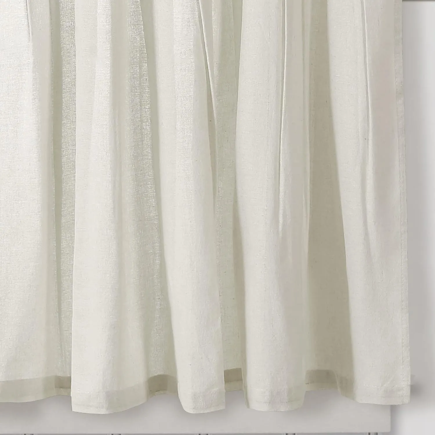 Lush Decor Linen Button Farmhouse Kitchen Tier Set, Pair, 29" W x 36" L, Off White - Cafe Curtains