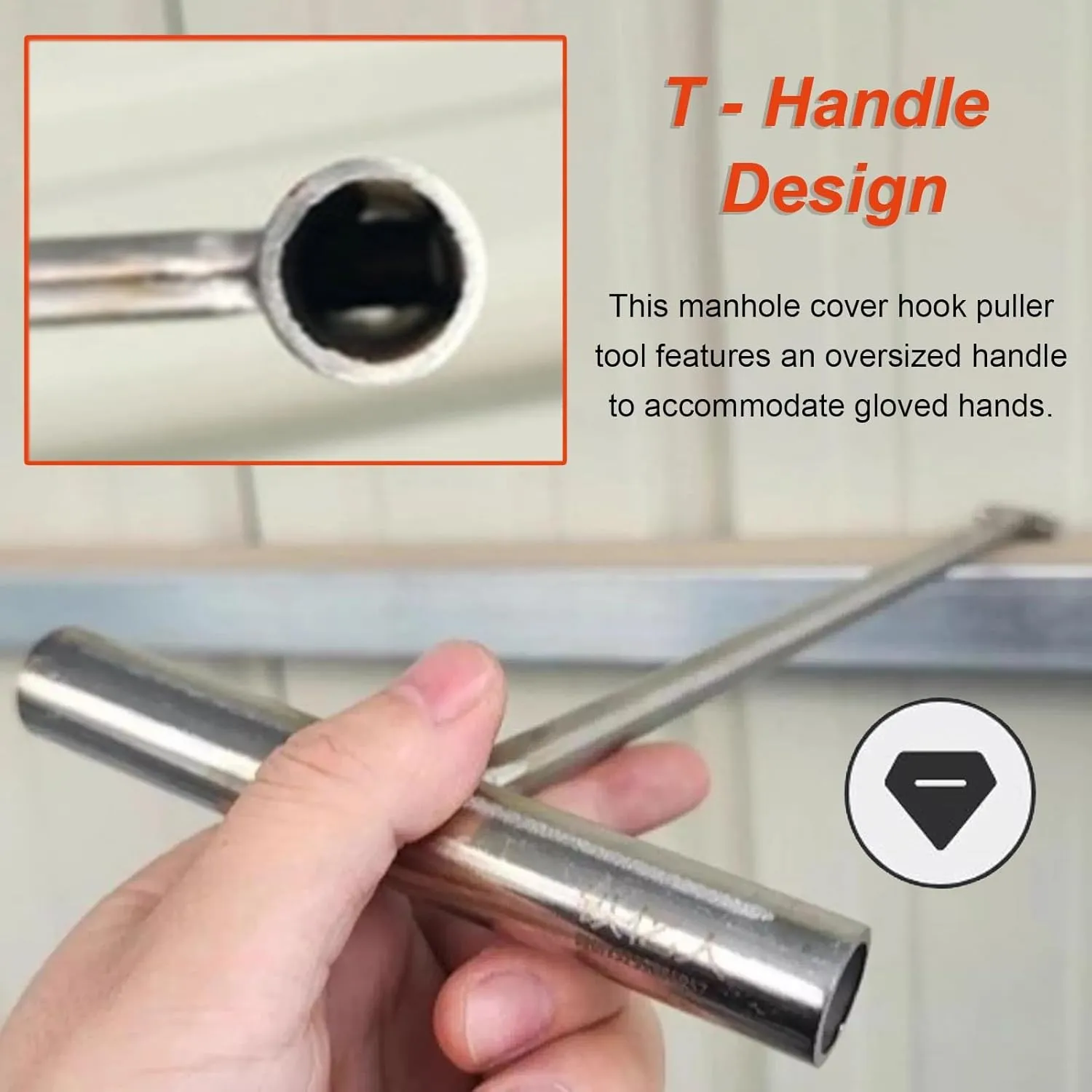 Manhole Cover Lifter Stainless Steel, 1m 90 80 70 60 50 cm Long Solid Hand Pull Hook, Protable Wheel Pin Puller for Concrete Septic Covers/Drainage Grid(Dia-8mm,L - 20cm)