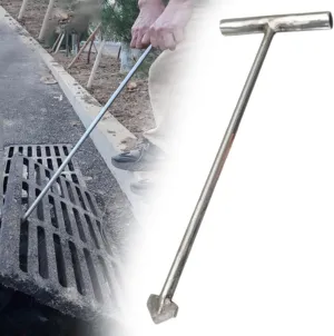 Manhole Cover Lifter Stainless Steel, 1m 90 80 70 60 50 cm Long Solid Hand Pull Hook, Protable Wheel Pin Puller for Concrete Septic Covers/Drainage Grid(Dia-8mm,L - 20cm)