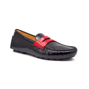 Mauri 3502 Black/Red Genuine Crocodile/Patent Embossed Loafers