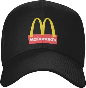 Mcd*on%alds Unisex Adult Plain Baseball Cap Dad Hat Adjustable Classic Outdoor Sun Trucker Hat for Women Men Work Daily Headwear Black