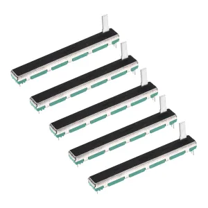 MECCANIXITY 5Pcs Straight Double Linear Slide Potentiometer 8 Pin B100K 75mm(L) 60mm Travel 15mm Handle Fader Variable Resistors Mixer Electronic Potentiometer for Dimming Tuning