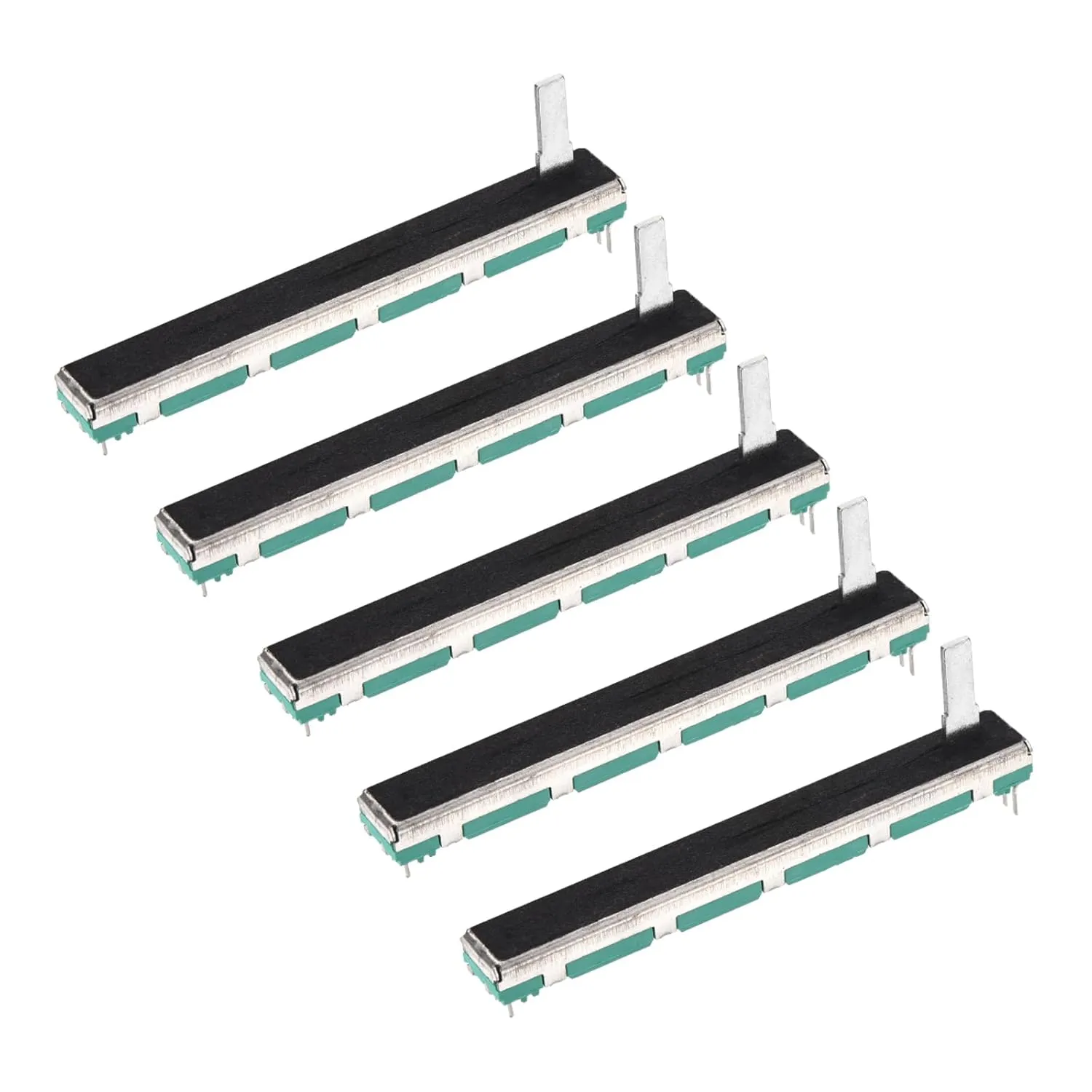 MECCANIXITY 5Pcs Straight Double Linear Slide Potentiometer 8 Pin B100K 75mm(L) 60mm Travel 15mm Handle Fader Variable Resistors Mixer Electronic Potentiometer for Dimming Tuning