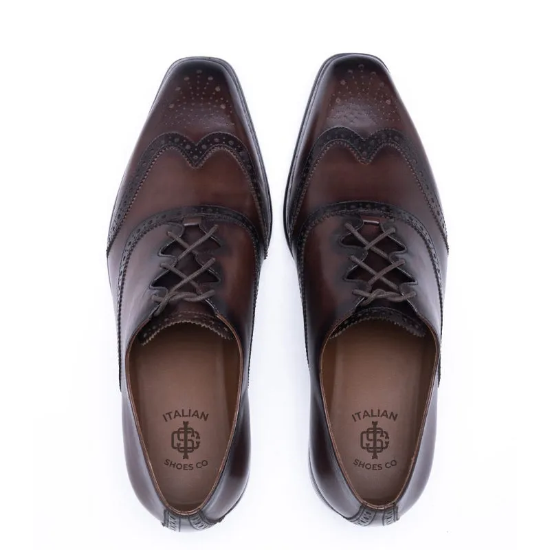 Men Wingtip Whole-Cut Leather Oxford Shoes