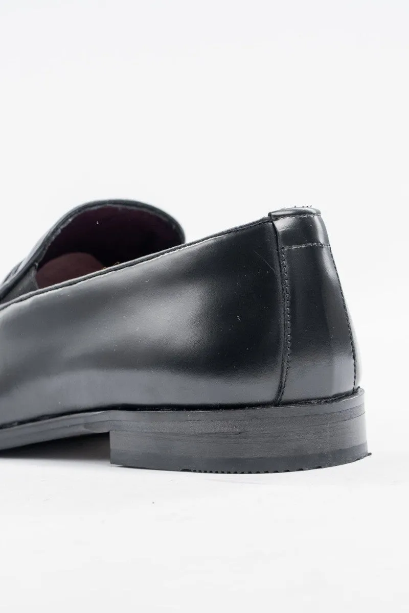Men's Classic Black Slip On Loafers - RENO - Black