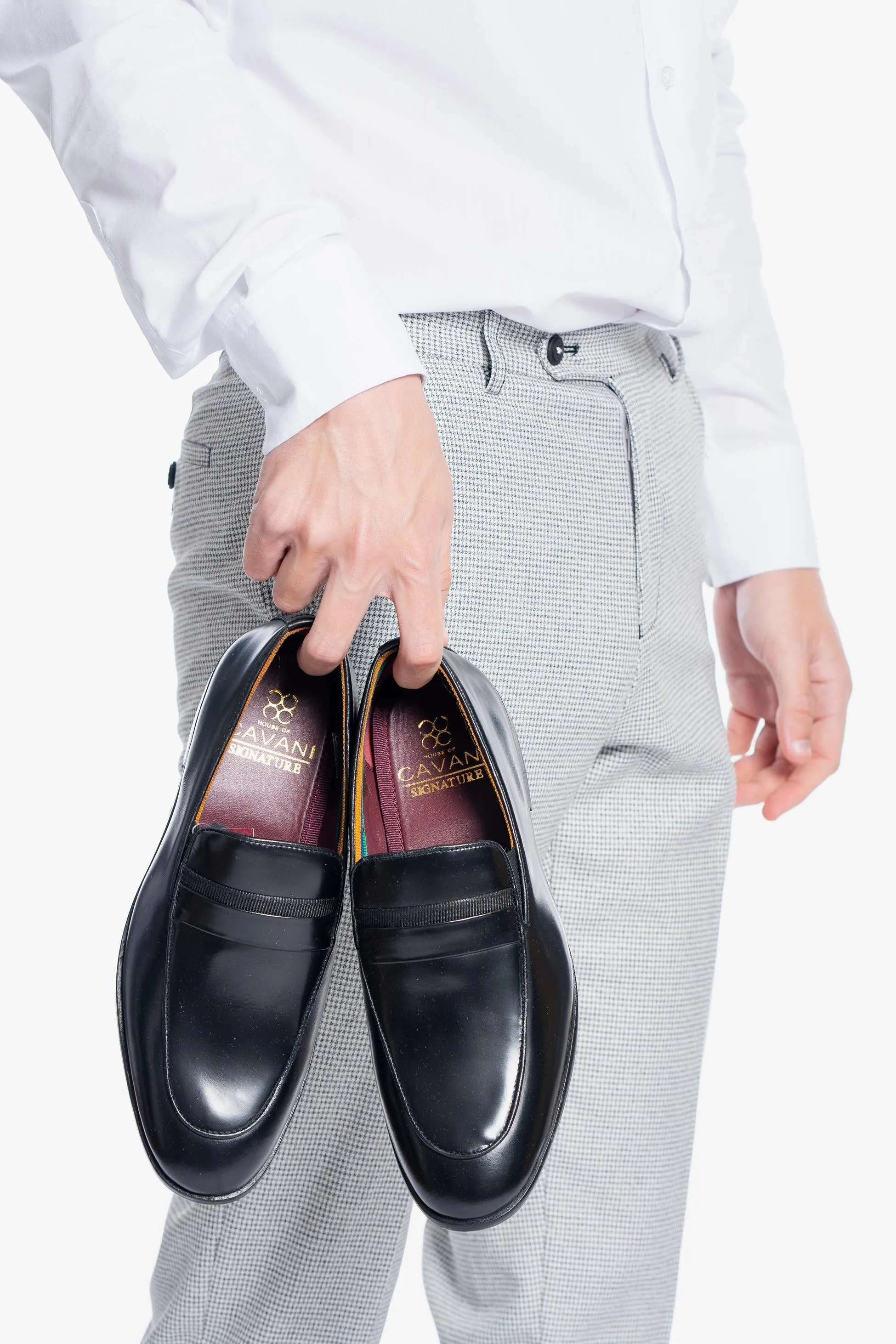 Men's Classic Black Slip On Loafers - RENO - Black