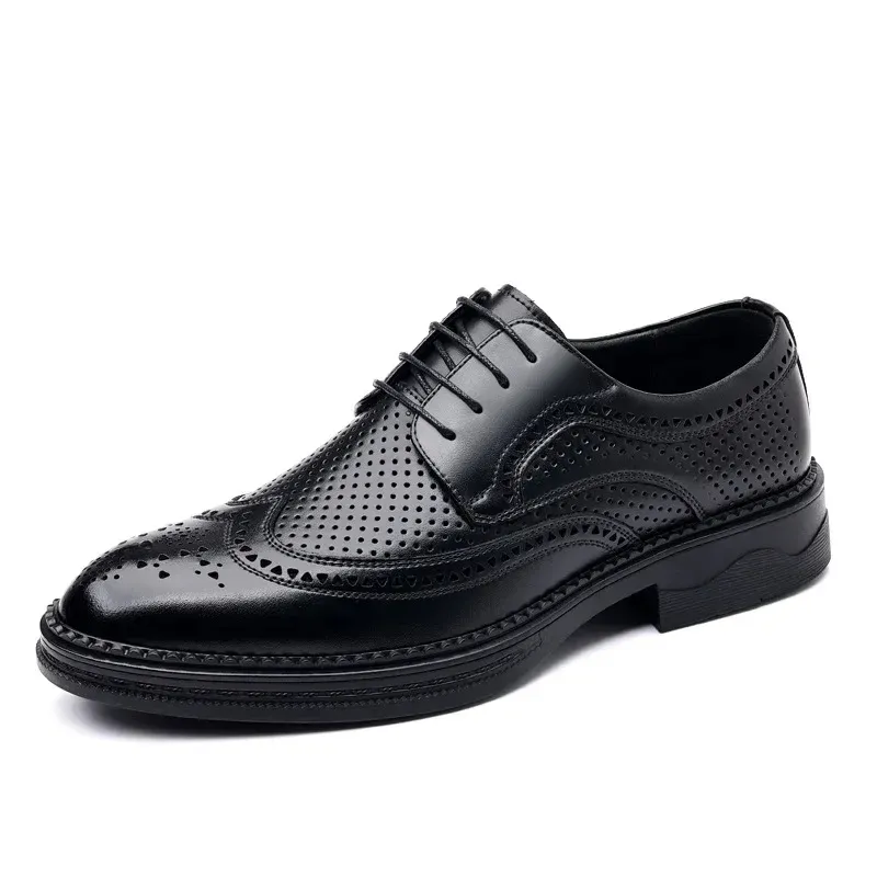 Men's Sophisticated Wingtip Perforated Vegan Leather Oxford Shoes | Eco-Friendly Materials