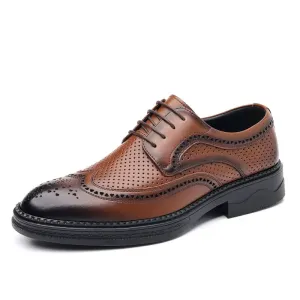 Men's Sophisticated Wingtip Perforated Vegan Leather Oxford Shoes | Eco-Friendly Materials