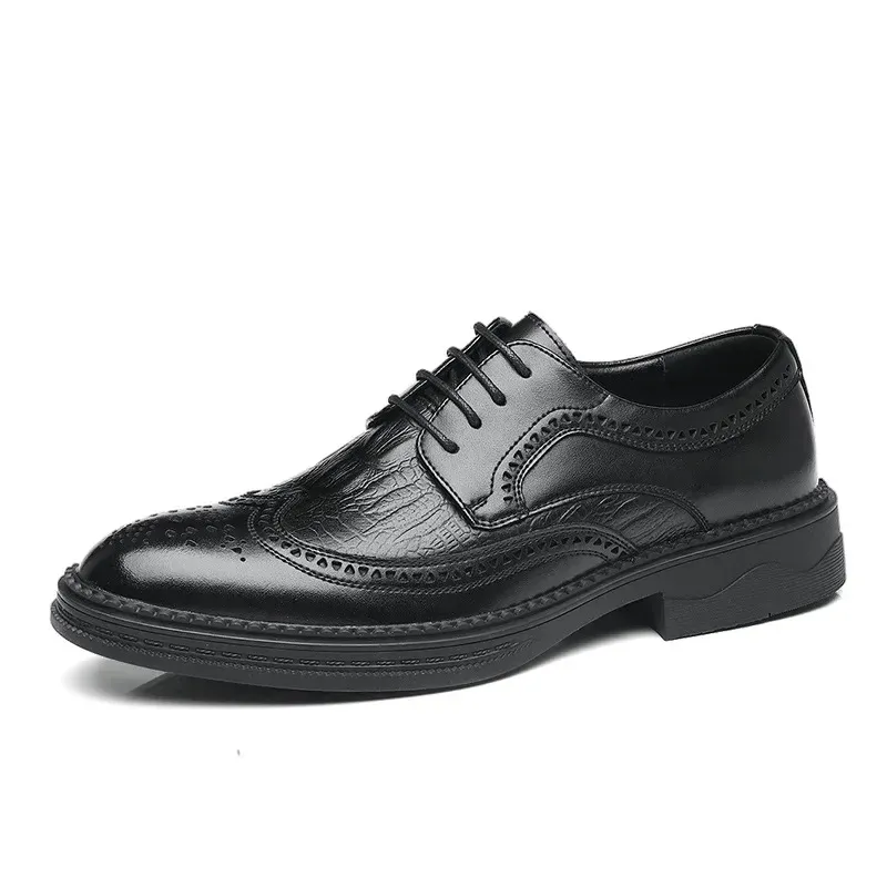 Men's Sophisticated Wingtip Perforated Vegan Leather Oxford Shoes | Eco-Friendly Materials