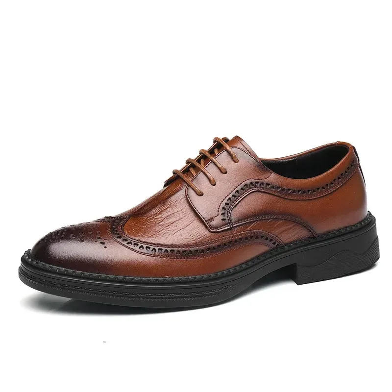 Men's Sophisticated Wingtip Perforated Vegan Leather Oxford Shoes | Eco-Friendly Materials