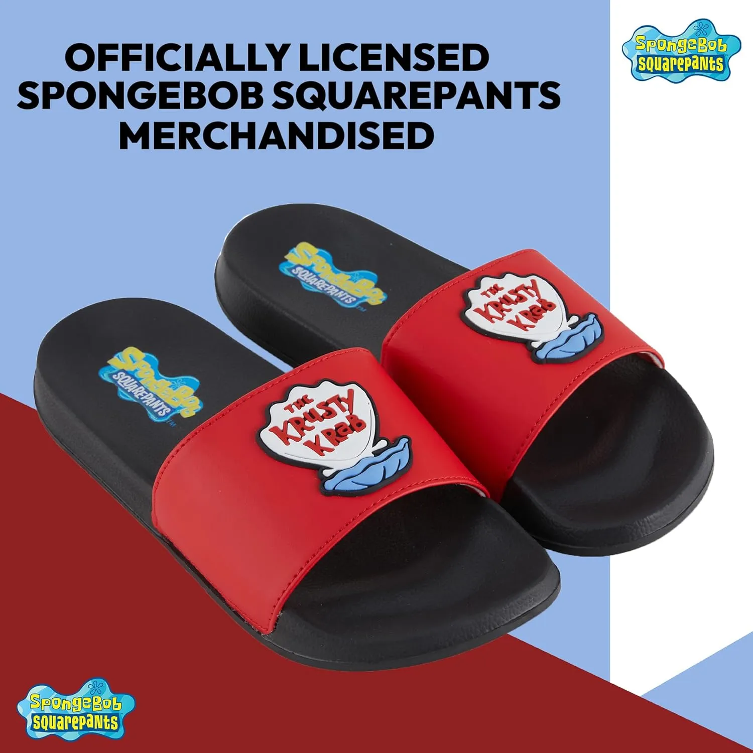 Mens Spongebob Squarepants Slide Sandals - Spongebob Shoes - Spongebob, Patrick, Squidward, Sandy, Mr. Krabs Slides