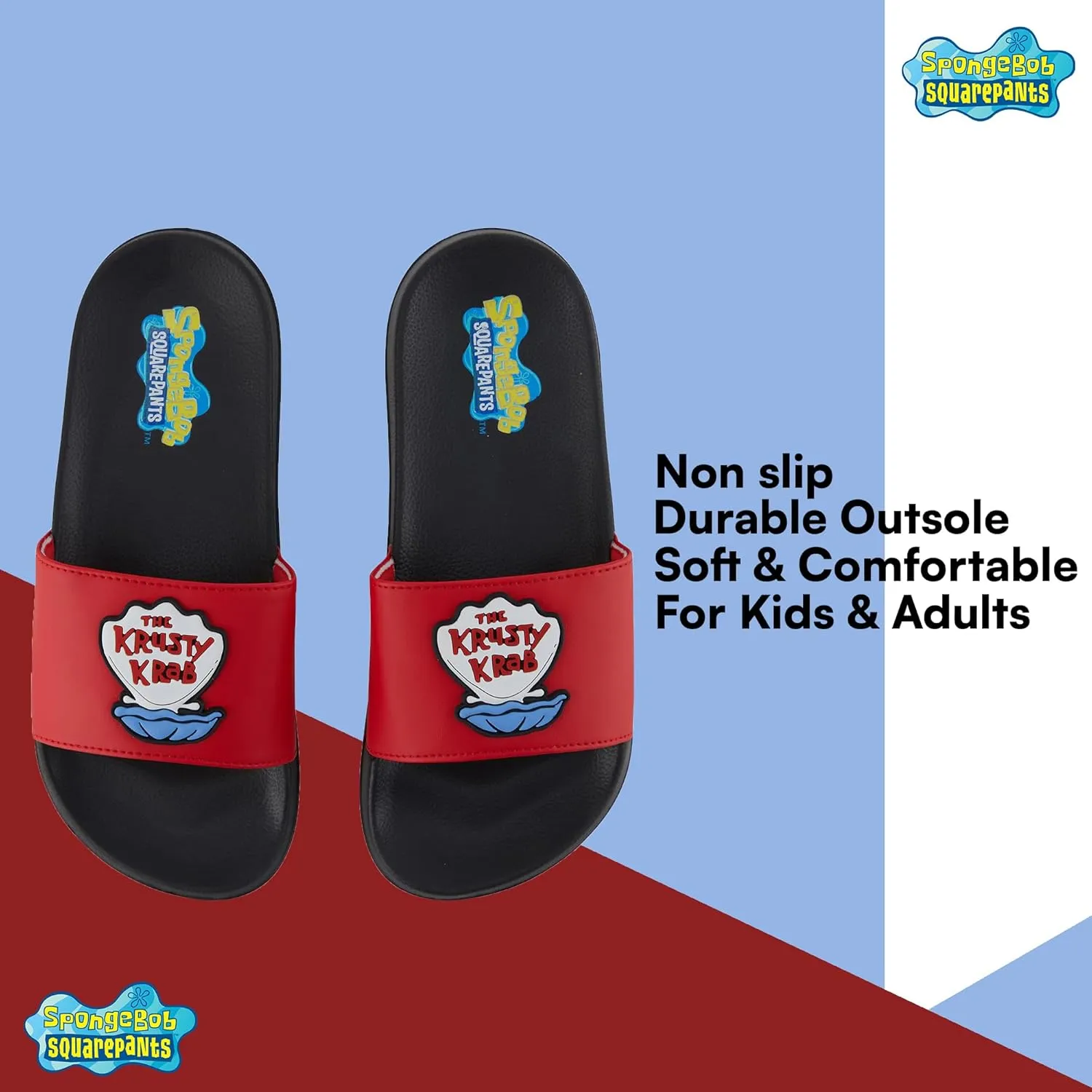Mens Spongebob Squarepants Slide Sandals - Spongebob Shoes - Spongebob, Patrick, Squidward, Sandy, Mr. Krabs Slides