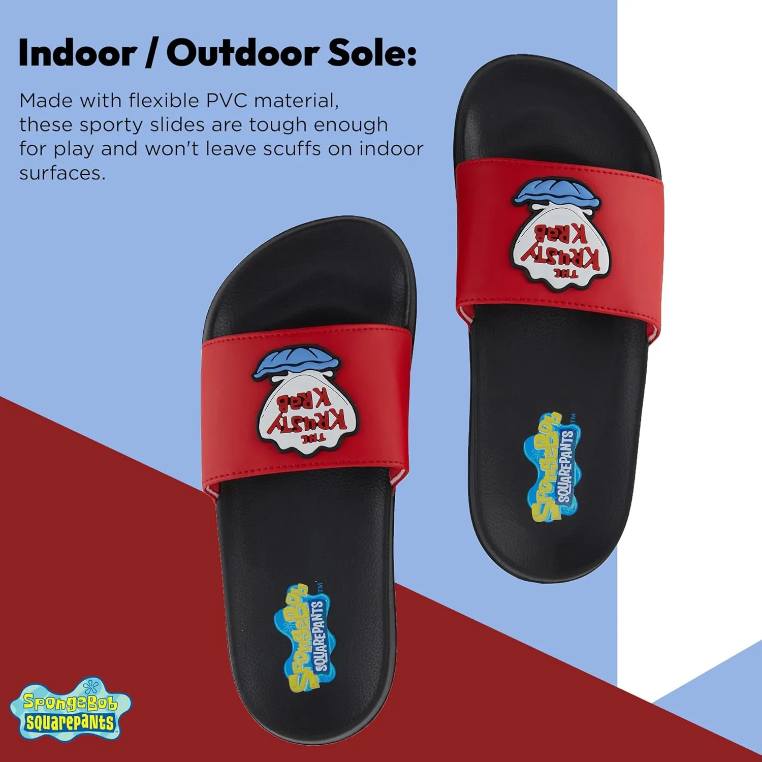 Mens Spongebob Squarepants Slide Sandals - Spongebob Shoes - Spongebob, Patrick, Squidward, Sandy, Mr. Krabs Slides