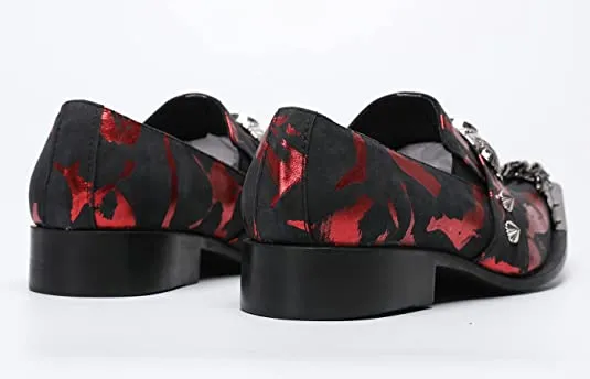 Men's Suede Western Loafers Dragon Metal Tip