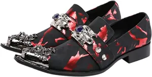 Men's Suede Western Loafers Dragon Metal Tip