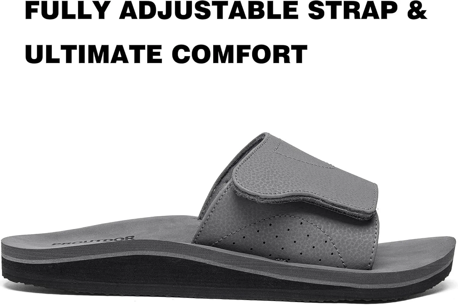 Men's Wide Slide Ergonomic Sandals Fully Adjustable Strap & Comfort Fit Orthotic Arch Support Athletic Sandals with Soft Cushion Footbed