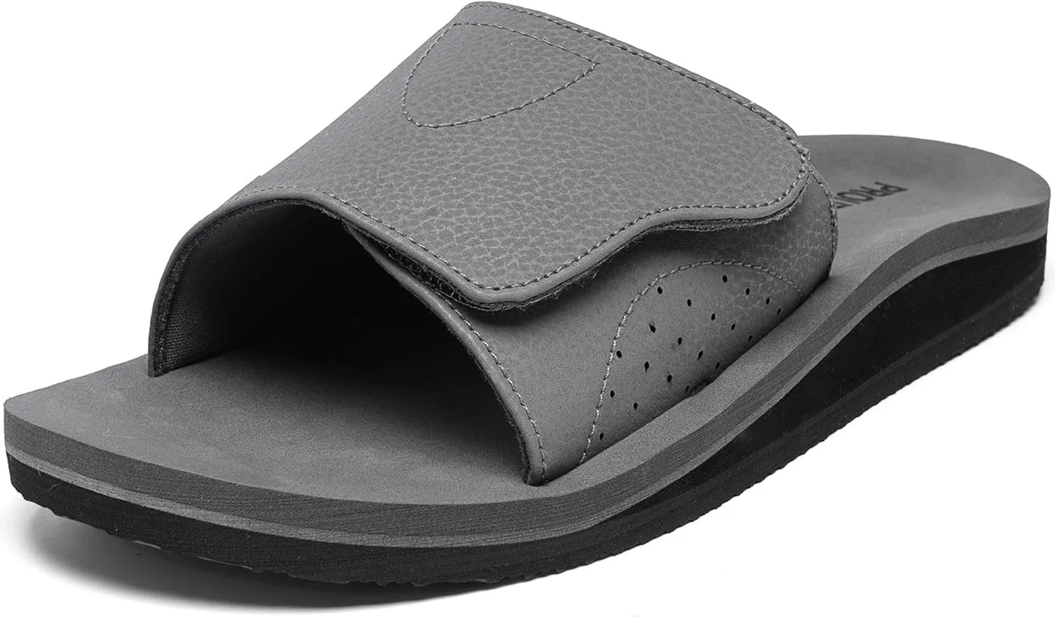 Men's Wide Slide Ergonomic Sandals Fully Adjustable Strap & Comfort Fit Orthotic Arch Support Athletic Sandals with Soft Cushion Footbed