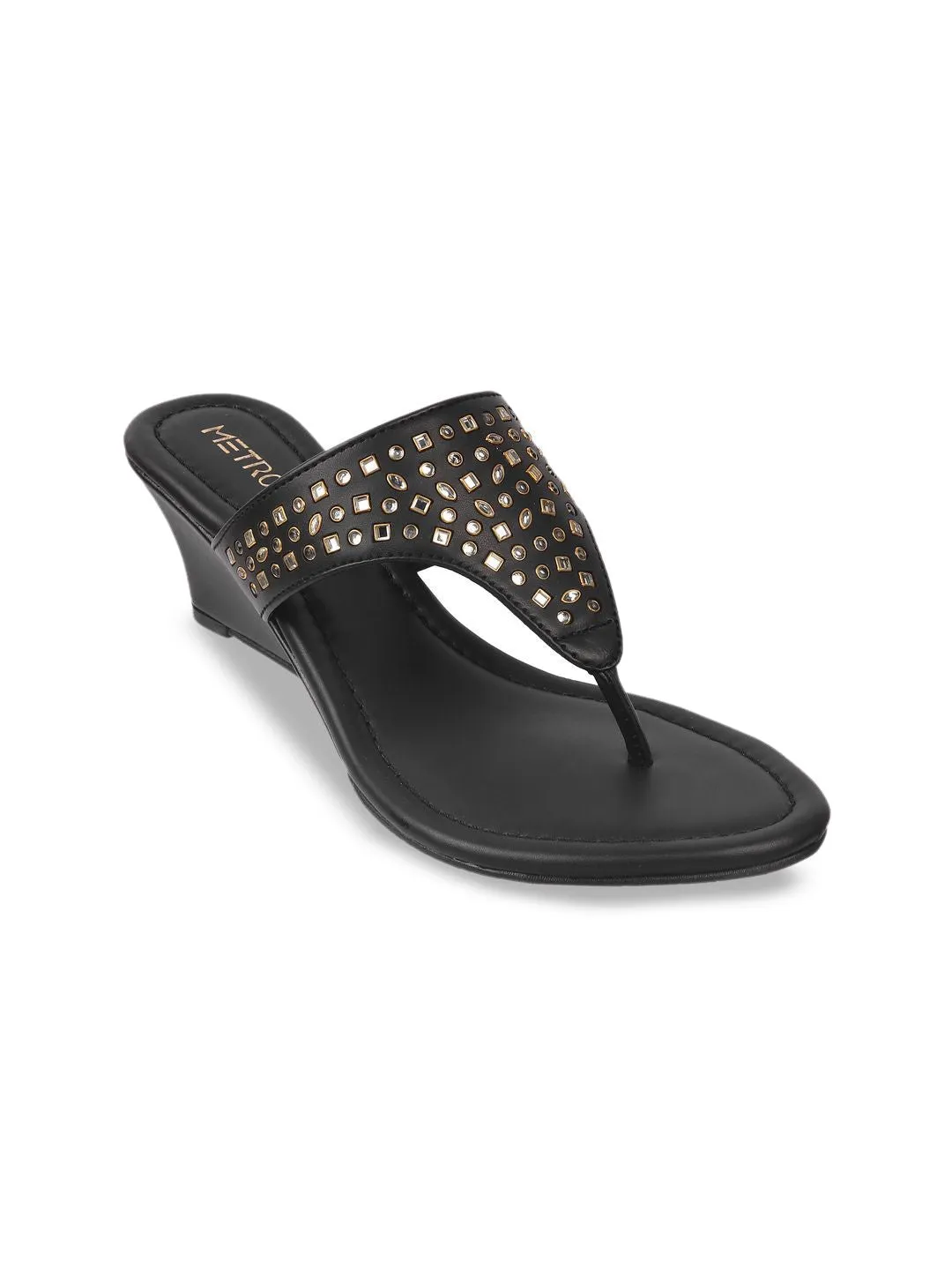 Metro Embellished Open Toe Wedge Heel Sandal
