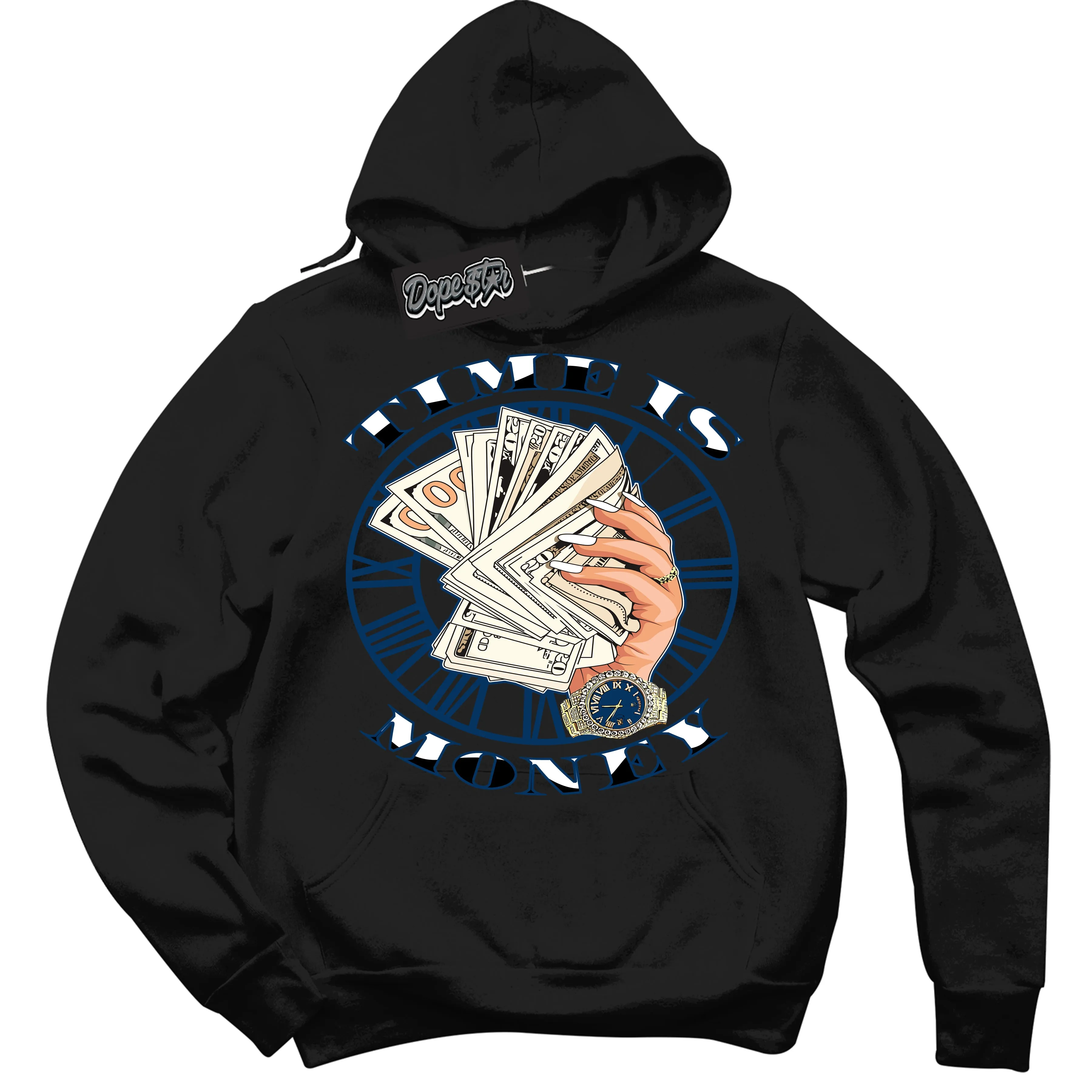 Midnight Navy 1s Sneaker Hoodie Time Is Money Graphic