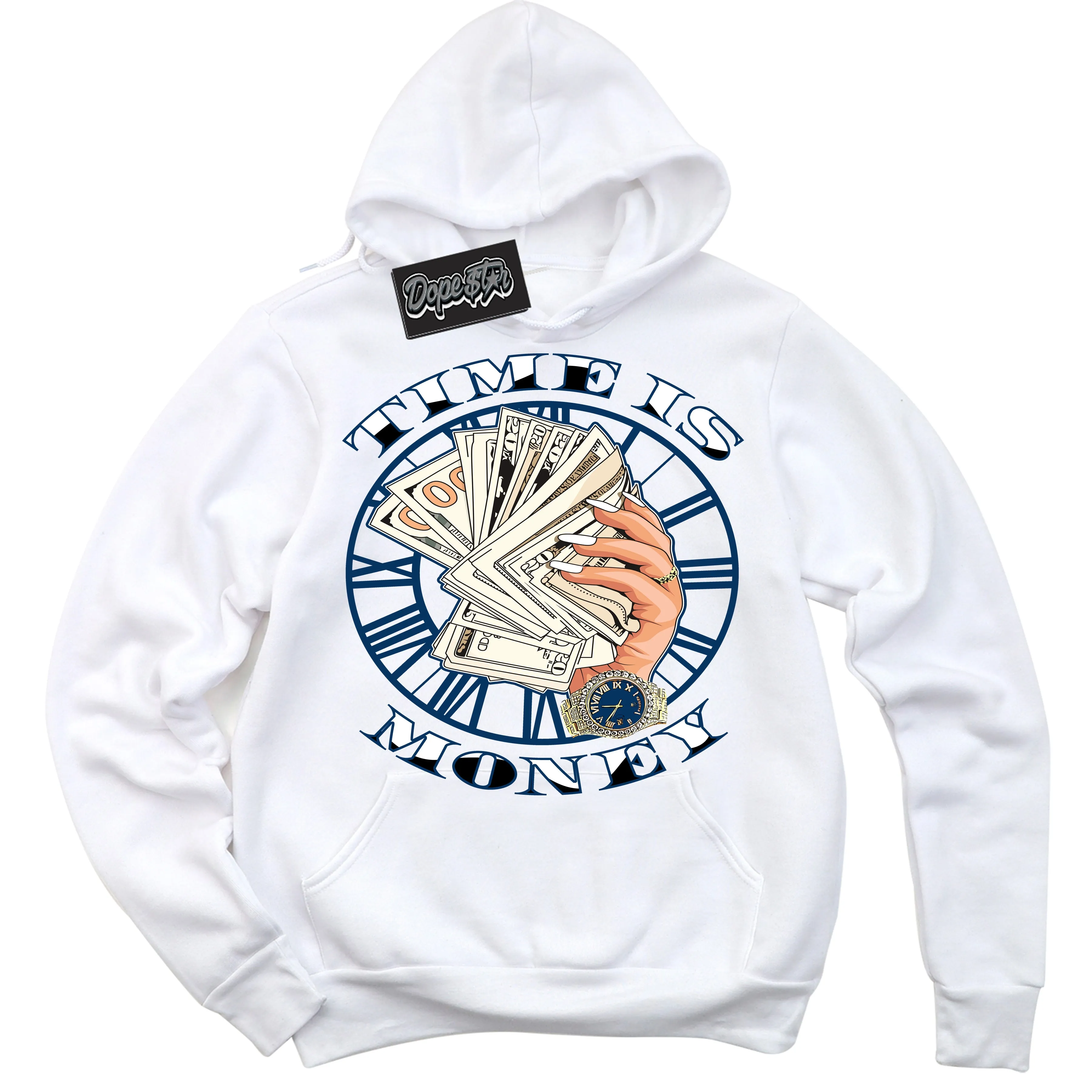 Midnight Navy 1s Sneaker Hoodie Time Is Money Graphic