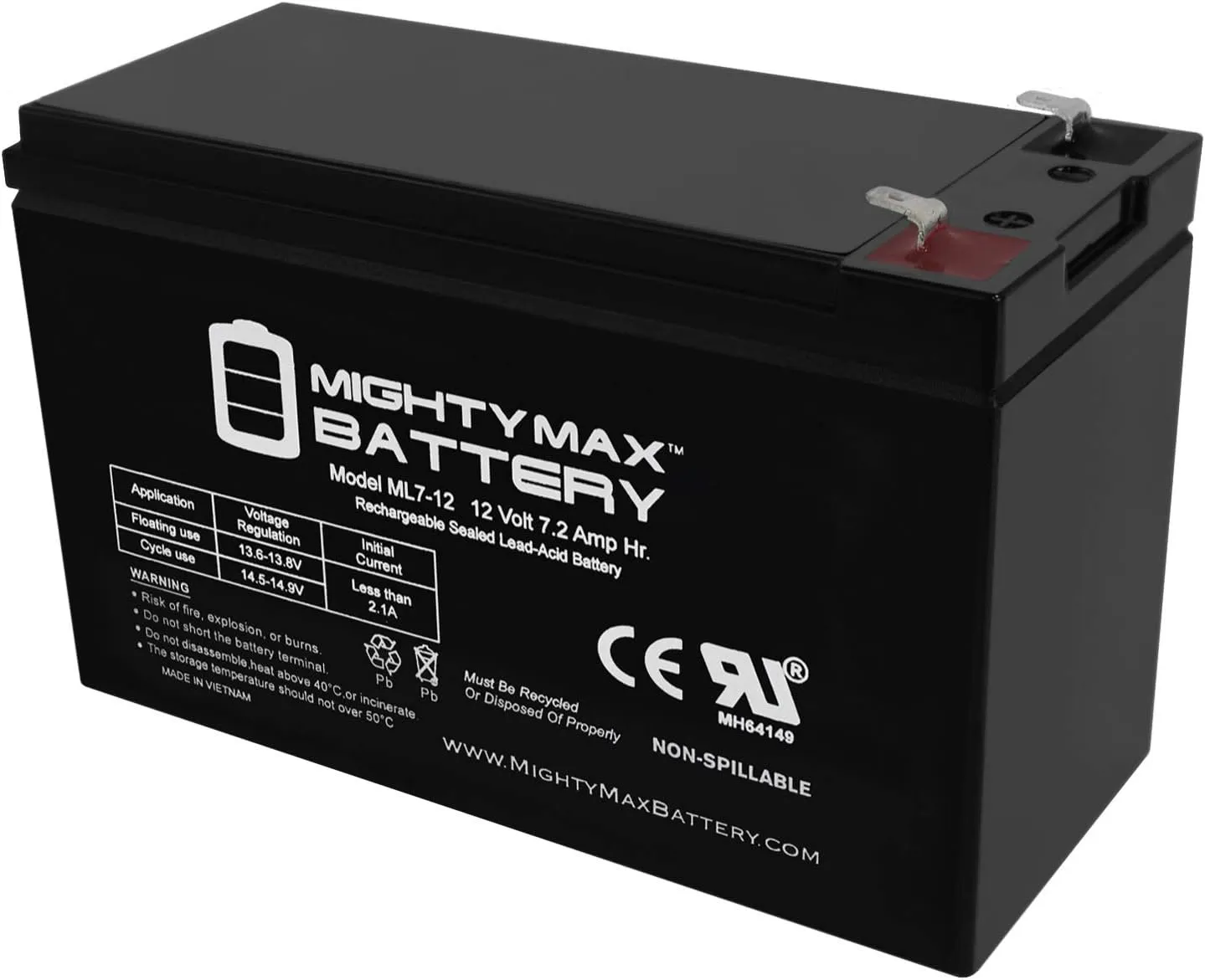 Mighty Max Battery 12V 7.2AH SLA Battery Replaces Eagle 1000-DC Slide Gate Operator