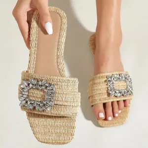 Milano Crystal Raffia Slide