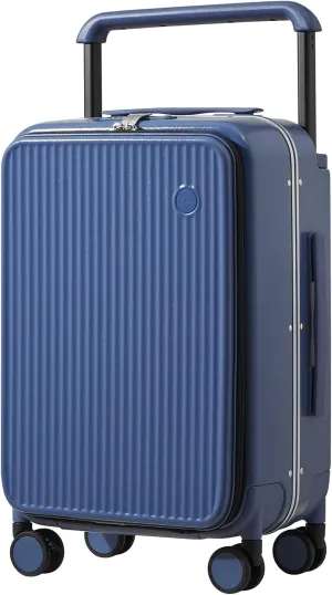 mixi Carry On Luggage 20'' Suitcase with Front Laptop Pocket, Wide Handle Rolling Travel Suitcases PC Hardshell with Aluminum Frame Spinner Wheels & TSA Lock, Carry-On Luggage(Sapphire Blue)